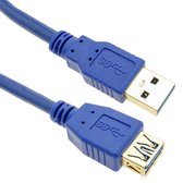 BeMatik - USB 3.0 verlengkabel 3 m Tipe-A mannelijk naar vrouwelijk blauw