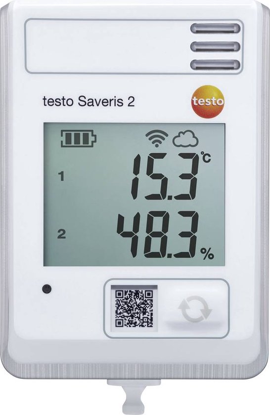 Foto: Testo 0572 2034 saveris 2 h1 multidatalogger te meten grootheid temperatuur vochtigheid 30 tot 50 c 0 tot 100 hrel