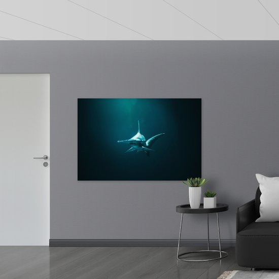 WallClassics - Poster Brillant - Requin Marteau Sous Water - 150x100 cm Photo sur Papier Poster avec Finition Brillante