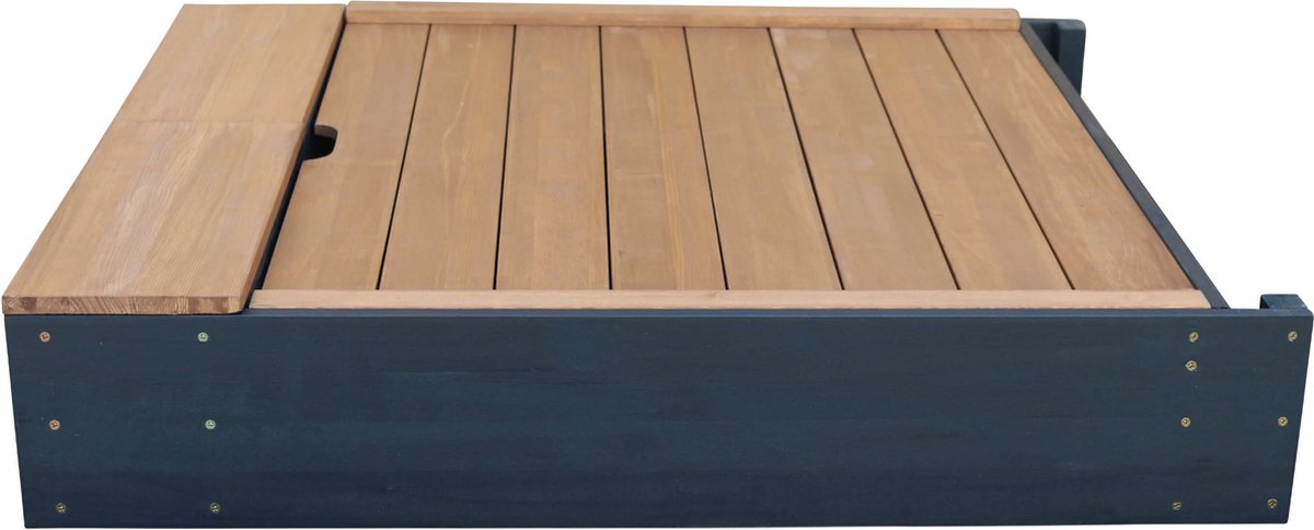 AXI Mandy zandbak met opbergruimte en deksel Antraciet/bruin - Speelwand met krijtbord en haakjes - Inclusief gronddoek — afbeelding 4
