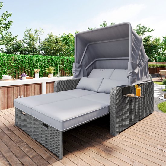 Polyrattan Patio Rieten Meubels Set voor 2 personen-Outdoor Rattan Sofa Set  met... | bol.com