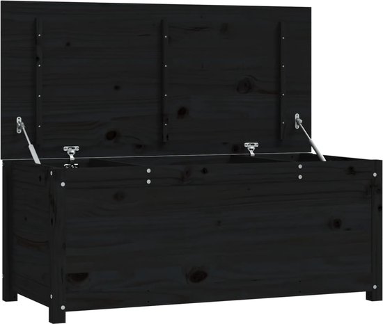 vidaXL - Opbergbox - zwart - 110x50x45,5 - cm - massief - grenenhout