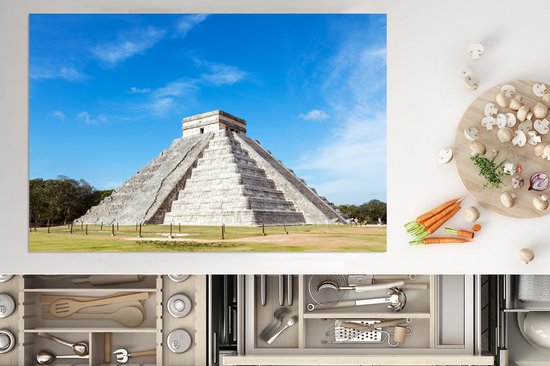 KitchenYeah® Inductie beschermer 76x51.5 cm - Tempel van Kukulkan bij Chichén Itzá in Mexico - Kookplaataccessoires - Afdekplaat voor kookplaat - Inductiebeschermer - Inductiemat - Inductieplaat mat - Merkloos