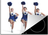 KitchenYeah® Inductie beschermer 58.3x51.3 cm - Drie tieners hebben als cheerleader een pompom in de lucht - Kookplaataccessoires - Afdekplaat voor kookplaat - Inductiebeschermer - Inductiemat - Inductieplaat mat
