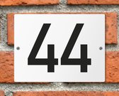 Huisnummerbord wit - Nummer 44 - standaard - 16 x 12 cm - schroeven - naambord - nummerbord - voordeur