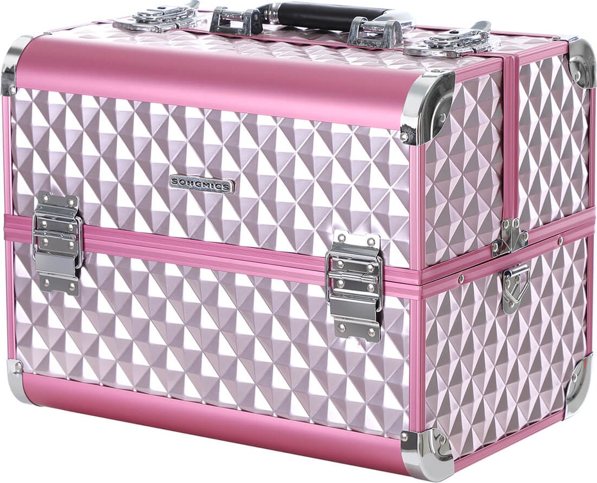 Make-up box - Toiletbox - Roze-zilver - 36 x 28 x 23 cm