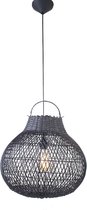 Hanglamp Rotan peer | 1 lichts | zwart | hout | Ø 40 cm | in hoogte verstelbaar tot 155 cm | eetkamer / woonkamer lamp | modern / landelijk design