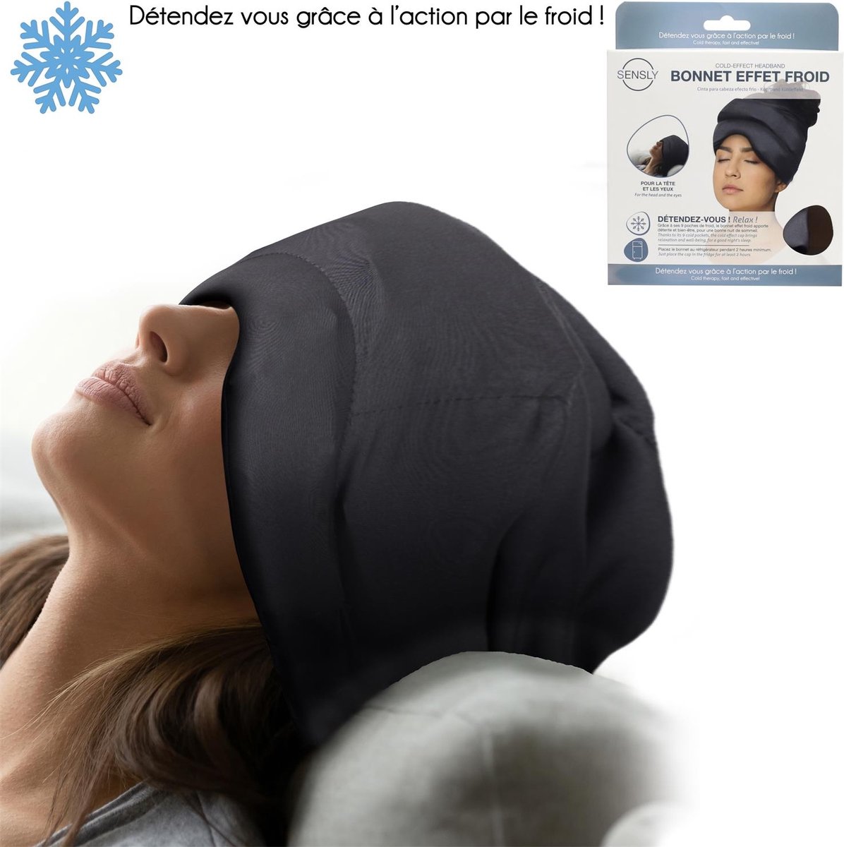Goedkoopste Sensly Verkoelende Hoofdband - Migraine Muts - Migraine Masker - Migraine en Hoofdpijn Verlichtend - Ontspanning