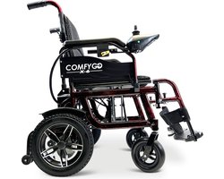 Comfygo X-6 Elektrische Rolstoel voor volwassenen, Lichtgewicht, Opvouwbaar, 20AH Li-ion batterij, bereik tot 30 km, Rood, 45cm