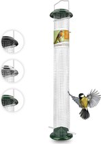 Wildtier Herz® Vogelvoeder 52cm, Groen - Roestvrij Metalen Pindasilo, Voederhuisje voor Wilde Vogels, Noten & Pinda's Voedersilo