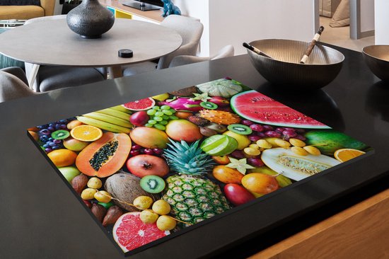 KitchenYeah® Inductie beschermer 77x51 cm - Fruit - Ananas - Tropisch - Kookplaataccessoires - Afdekplaat voor kookplaat - Inductiebeschermer - Inductiemat - Inductieplaat mat
