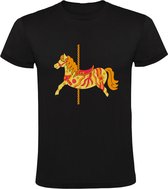 Paard van de draaimolen | Kinder T-shirt 104 | paarden | horse | kermis | pretpark | attractie | Zwart