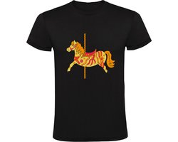 Paard van de draaimolen | Kinder T-shirt 104 | paarden | horse | kermis | pretpark | attractie | Zwart
