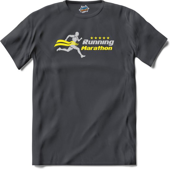 Running Marathon | Hardlopen - Rennen - Sporten - T-Shirt - Unisex - Mouse Grey