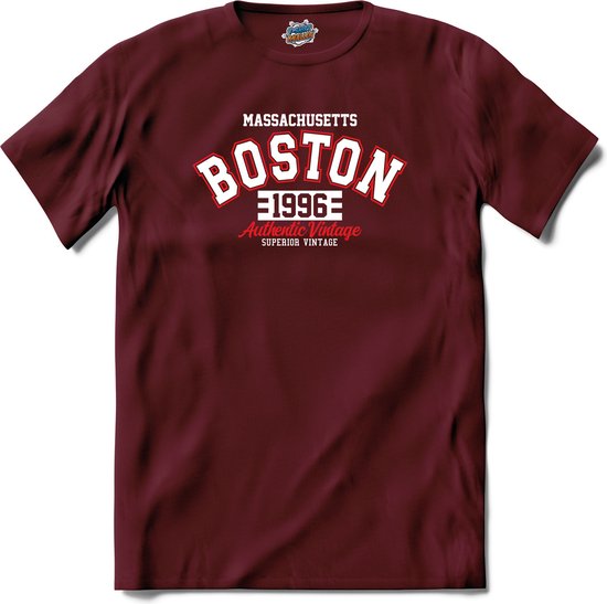 Boston 1996| Boston - Vintage - Retro - T-Shirt - Unisex - Burgundy - Maat XL