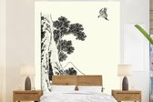 Behang - Fotobehang Japanse illustratie zomers landschap van Katsushika Hokusai - Breedte 210 cm x hoogte 260 cm