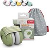 foto van Alpine Muffy Baby - Premium Gehoorbescherming voor Baby en Peuter - Verstelbaar - SNR 23 dB - Groen