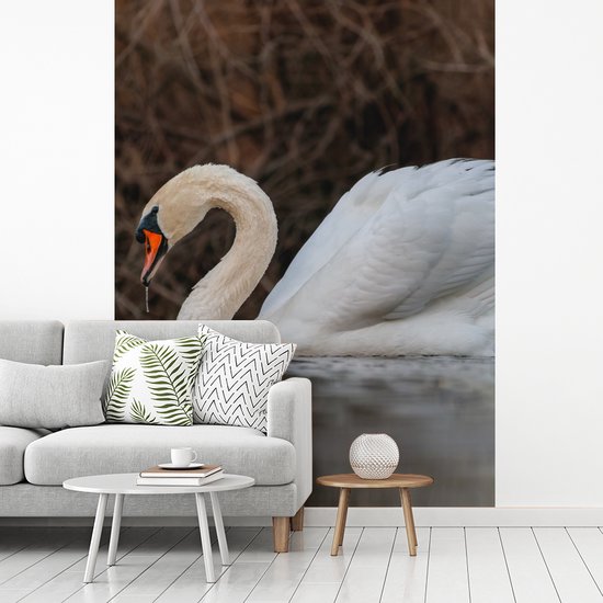 Behang - Fotobehang Zwaan - Water - Dieren - Vogel - Breedte 175 cm x hoogte 240 cm