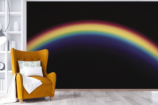 Papier peint photo Rainbow - fotobehang arc-en-ciel sur fond noir largeur 330 cm x hauteur 220 cm - Impression photo sur papier peint vinyle (disponible en 7 tailles) - chambre/salon/bureau