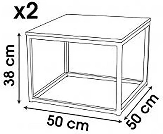 Représentation schématique avec dimensions d'une table basse.