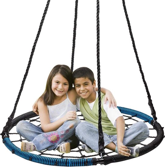 Balançoire Nid KESSER – Diamètre 100 Cm – Charge 300 Kg – Coussins Et 4 Poignées – Cordes Réglables – Enfants Et Adultes – Vert