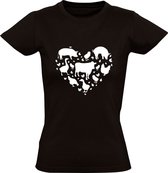 Dieren hart Dames T-shirt | varken | eend | koe | kip | liefhebber | hartje | Zwart