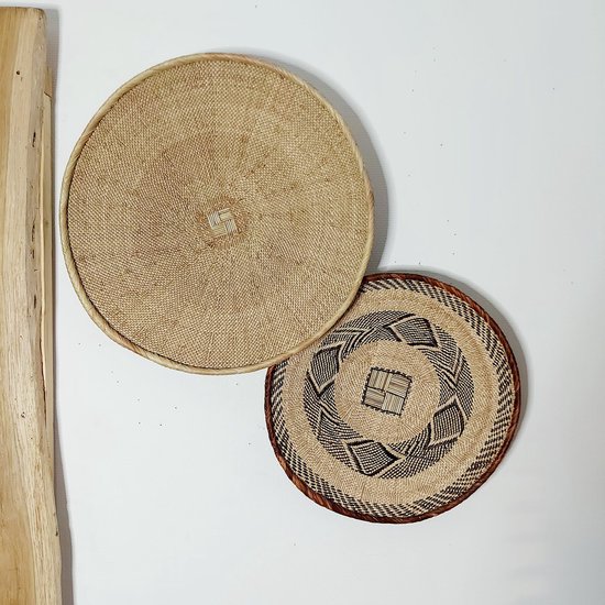 Muur Mand Decor Set - Geweven Rieten Wanddecoratie, Boho Wandkunst, Zeegras Manden, Ophangende Decoratie Set van 5