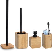 Zeller badkamer accessoires set 4-delig - bamboe hout - luxe kwaliteit
