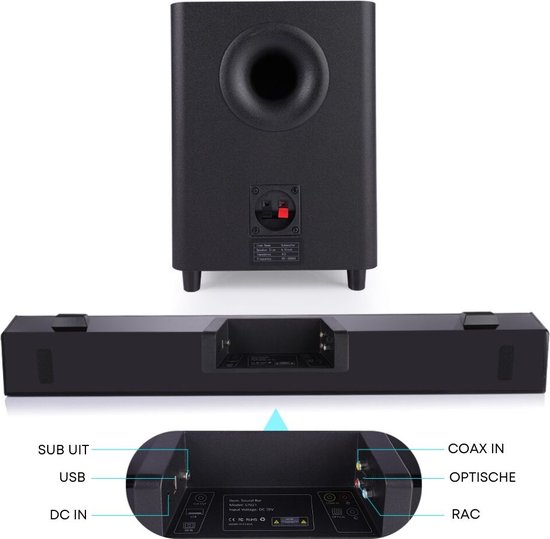 Soundbar Soundbar met subwoofer 100W Bluetooth Soundbars bol