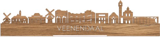 Standing Skyline Veenendaal Eikenhout - 40 cm - Woon decoratie om neer te zetten en om op te hangen - Meer steden beschikbaar - Cadeau voor hem - Cadeau voor haar - Jubileum - Verjaardag - Housewarming - Aandenken aan stad - WoodWideCities
