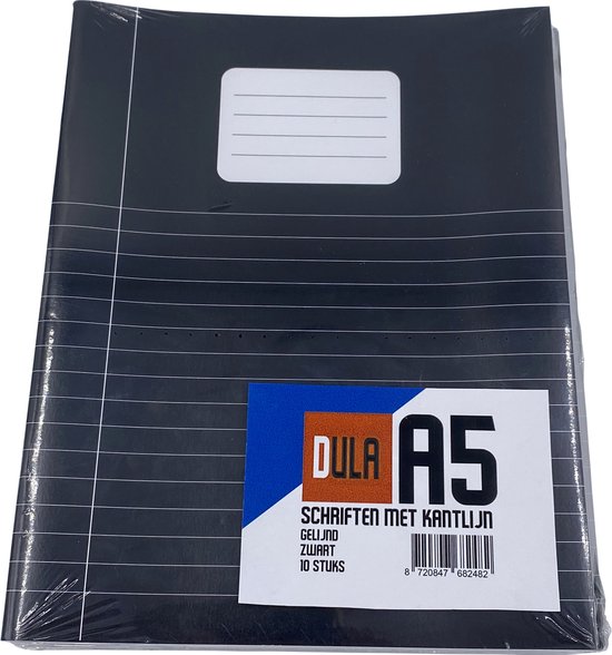 Schriften A5 formaat Lijn - Zwart - 10 pak - Schoolschrift gelijnd - DULA