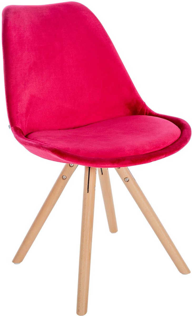 CLP Sofia Eetkamerstoel - Zonder armleuning - Velvet - Fluweel - rood natura (ronde)