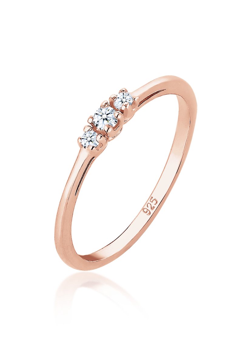 Elli PREMIUM Dames Ring Dames Verlovingsring Diamant (0.06 ct.) Delicaat in 925 Sterling Zilver
