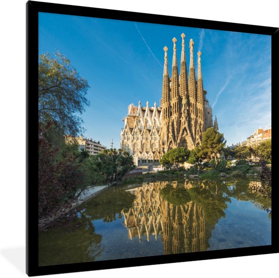 Fotolijst incl. Poster - Sagrada Familia op een middag in Barcelona - 40x40 cm - Posterlijst