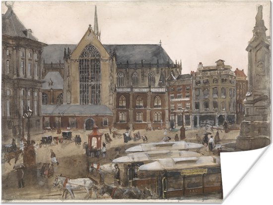 Poster De Dam te Amsterdam - Schilderij van George Hendrik Breitner - 80x60 cm