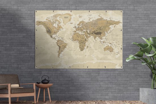 Décoration murale Carte - Monde - Vintage - 180x120 cm - Affiche jardin