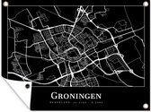 Tuinschilderij Groningen - Plattegrond - Kaart - Stadskaart - 80x60 cm - Tuinposter - Tuindoek - Buitenposter
