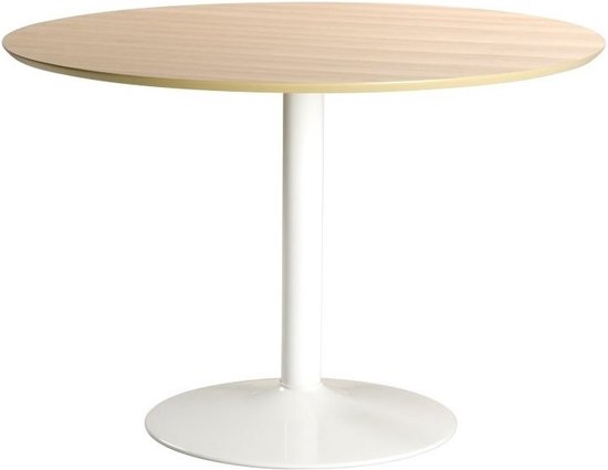 Sohome Table à Manger Ronde 'Eboney' 110cm, couleur Chêne/ Wit