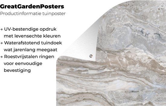 Muurdecoratie Marmer - Textuur - Grijs - 120x180 cm - Tuinposter - Tuindoek - Buitenposter