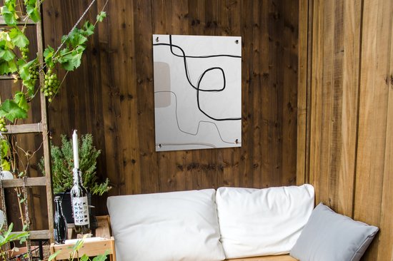 Tuinposter 60x80 cm - Tuindecoratie Abstract - Pastel - Minimalisme - Poster voor in de tuin - Buiten decoratie - Schutting tuinschilderij - Tuindoek muurdecoratie - Wanddecoratie balkondoek