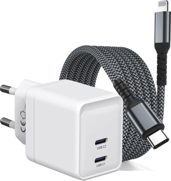 Yanec compacte snellader USB-C en USB-A 30W A-C met GaN