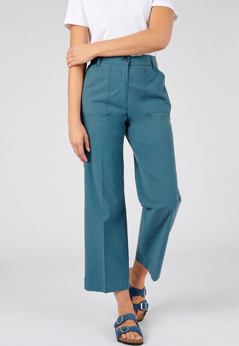Damart 7/8broek in popelinekatoen met stretch Dames Blauw 36