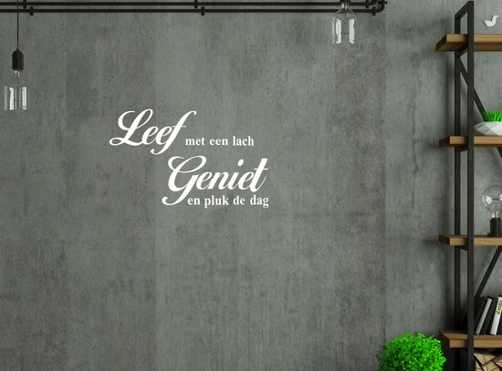 Stickerheld - Muursticker Leef met een lach geniet en pluk de dag