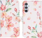 iMoshion Hoesje Geschikt voor Samsung Galaxy A34 (5G) Hoesje Met Pasjeshouder - iMoshion Design Softcase Bookcase - Roze / Blossom Watercolor