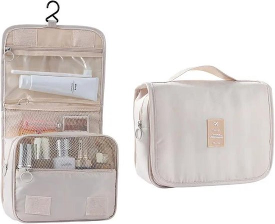 Pazzo Goods - Trousse de toilette Base - avec crochet - Beige - Trousse de toilette de voyage - Suspendable