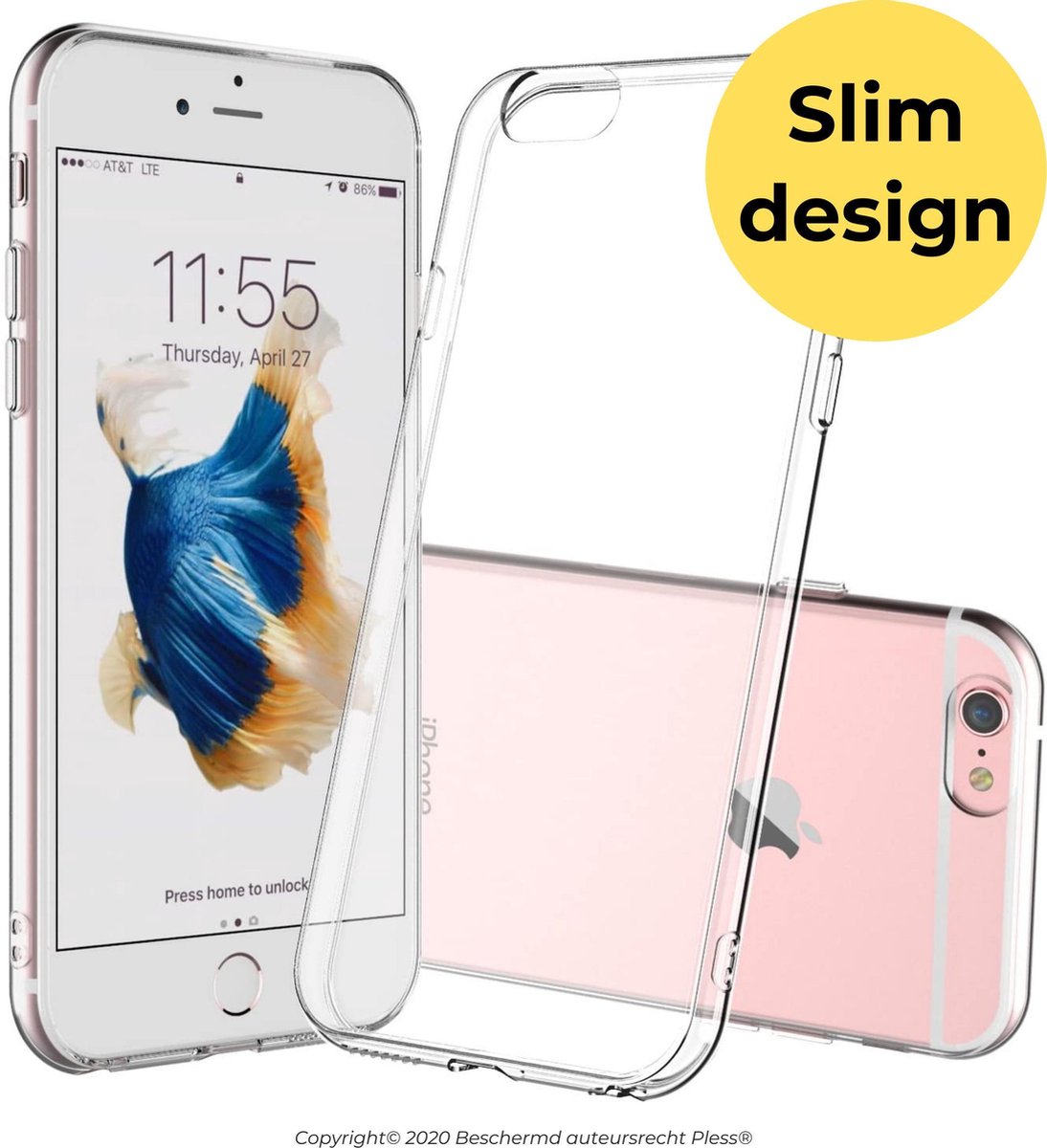 Hoesje iPhone 6 en iPhone 6s - Transparant Case - Pless®