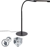QAZQA palka - Design LED Dimbare Tafellamp met flexarm met Dimmer - 1 lichts - H 58 cm - Zwart -  Woonkamer | Slaapkamer | Keuken