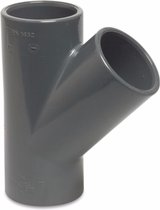 Mega T-stuk 45° PVC-U 32 mm lijmmof 16bar grijs