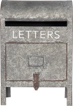 Clayre & Eef Brievenbus Muur 28*16*40 cm Grijs Metaal Rechthoek Letters Wandbrievenbus Brievenbus Hangend