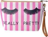 Melady Toilettas Dames 22*6*15 cm Roze Polyester Rechthoek Really pretty Make Up Tasje Make-Up Etui